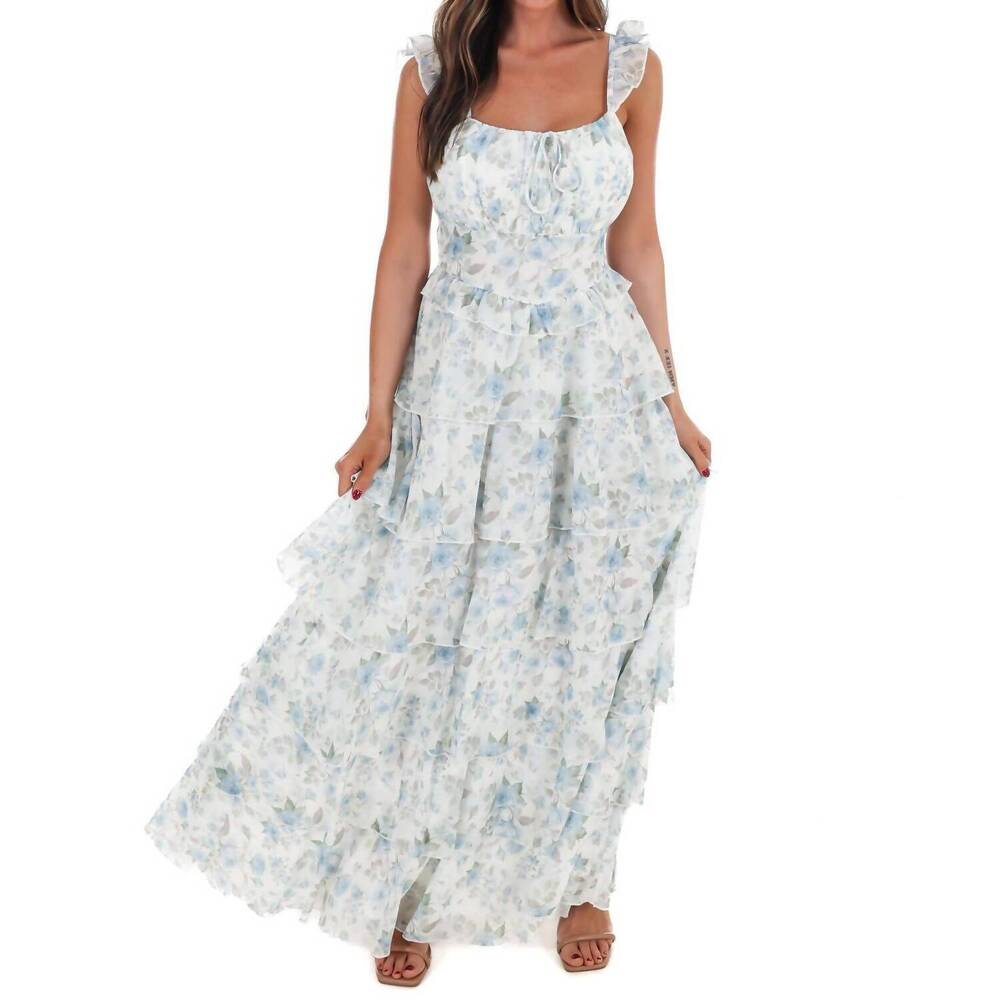 NEW IN FEBRUARY quiet detail floral maxi dress in blue